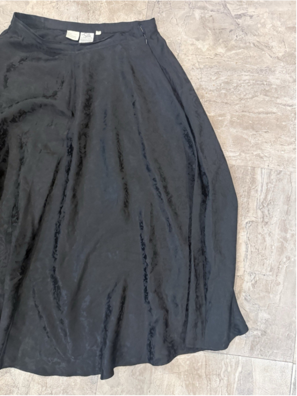 VTG Silk Collection By White Pine Co Black Silk Floral Whimsigoth Maxi Skirt M